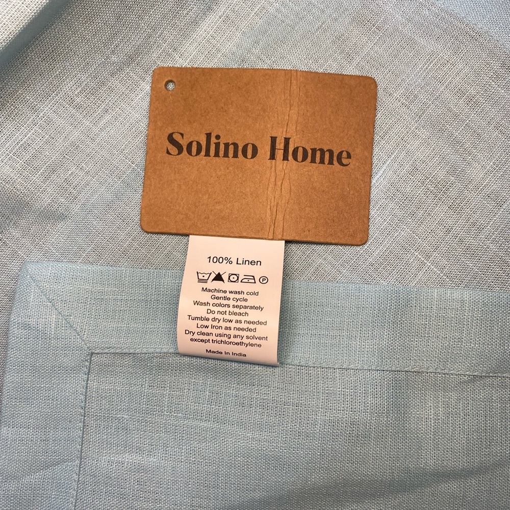 Solino Home Aqua Blue 90” Linen Table Runner - Picture 4 of 10